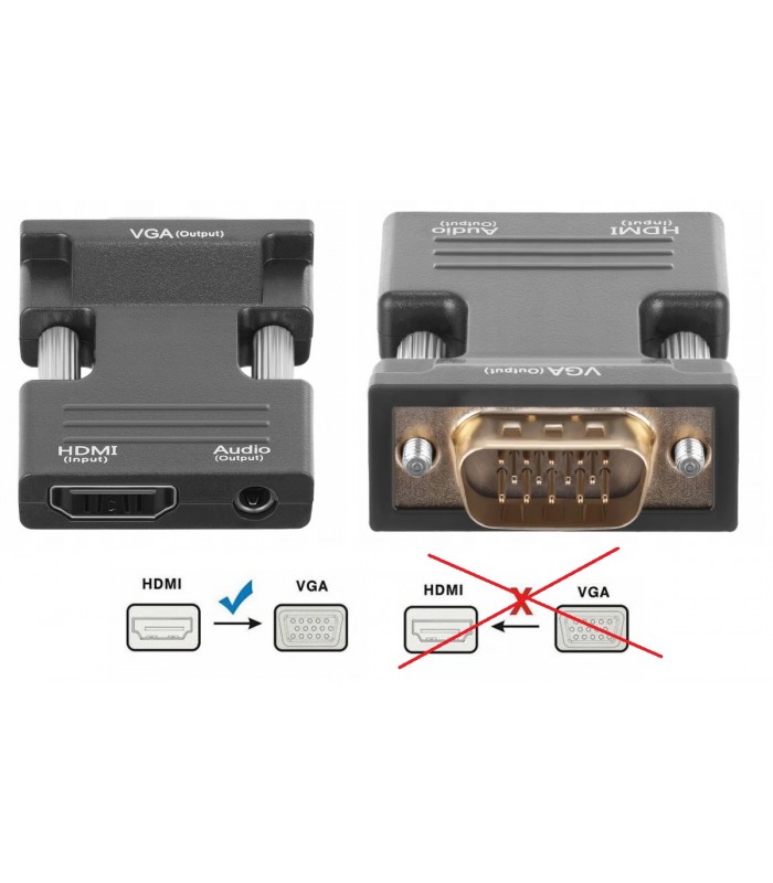 Konwerter HDMI do VGA + Audio Wtyk HDMI - Gniazdo VGA D-SUB