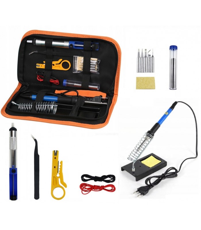 Zestaw do lutowania w Etui Lutownica 60W Akcesoria 15 elementów