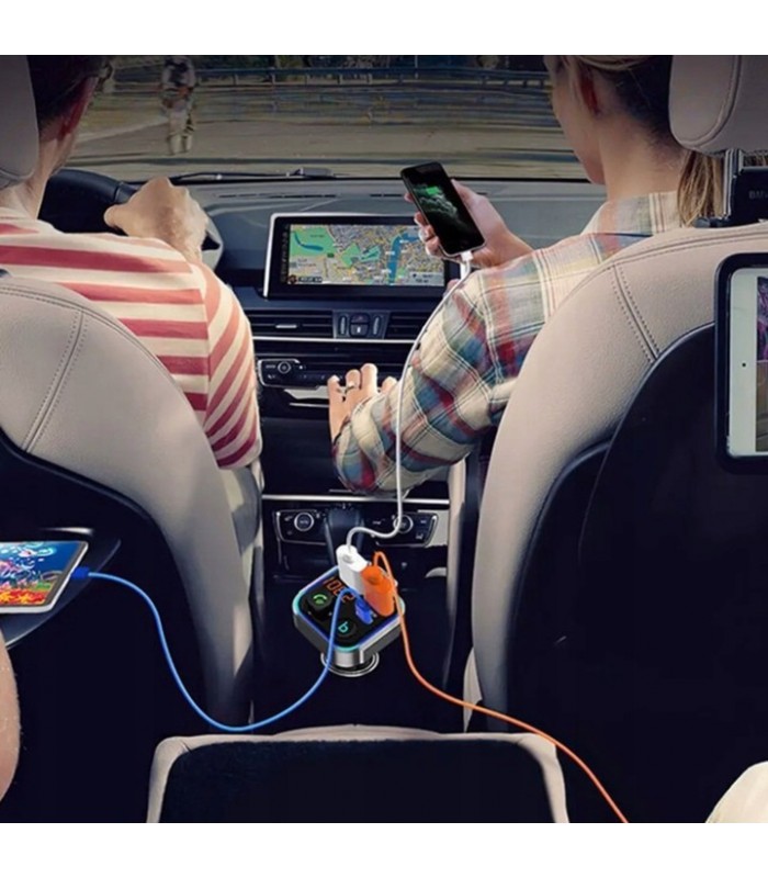 Transmiter Bluetooth FM Ładowarka 2x USB + Typ-C