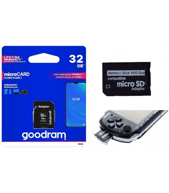 Karta 32GB + Adapter MS PRO DUO do PSP Goodram